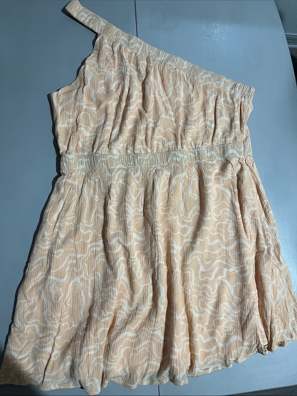 Abercrombie & Fitch Peach Swirl One-Shoulder Mini Dress